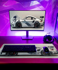 Ukiyoe Style Sports Car Themed Large Gaming Mouse Pad Desk Mat 31.5 By 11.8 Inches With Non Slip Rubber Base