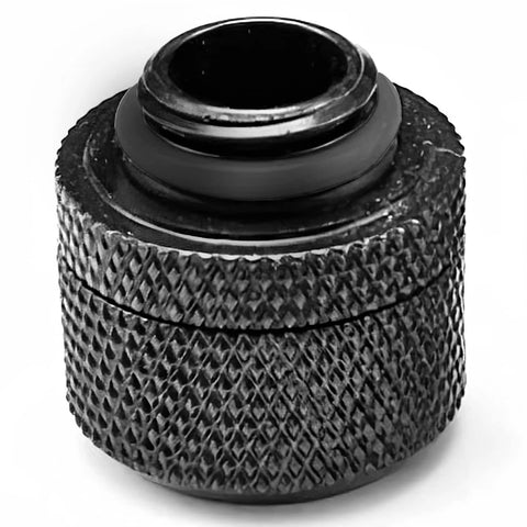 Black 14mm hard tubing compression fittings for PC cooling