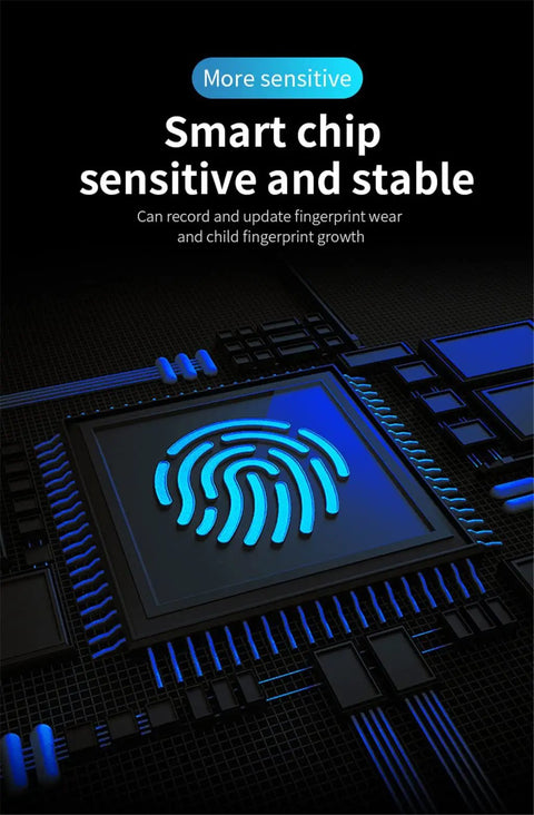 Smart chip design showcasing sensitivity and stability for Slick Electronic Smart Lock Featuring Semiconductor Fingerprint Handle.