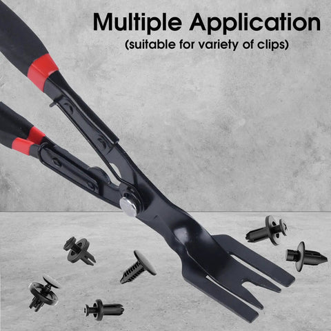 Heavy Duty Carbon Steel Panel Clip Pliers For Automotive Door Trim And Upholstery Removal Plus Chrome Coated Design with various clips around.