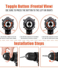 All In One Power Tools Kit With 60 Piece Accessory Set And 16.8V Cordless Drill For Home DIY And Repairs toggle button and steps
