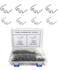 Hot Staples Welding Rods Kit, 1000 Pcs Wave-Style Staples for Plastic Repair shown with storage box, 0.6mm and 0.8mm staples.