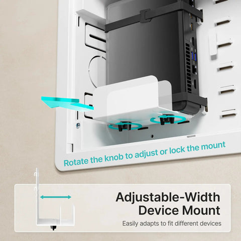 9 Inch In Wall Media Box Recessed Cable Management Kit For TV wire organization with adjustable-width mount for various devices.