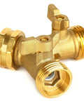 Heavy Duty Brass Garden Hose Splitter 2 Way Faucet Adapter For Outdoor Use With Easy On Off Handles Rust Proof And High Pressure Compatible Durable Outdoor Water Splitter, brass two-way splitter