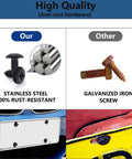 Comparison of Subaru Black Oxide License Plate Screws Set, Stainless Steel 18-8 with rusted galvanized iron screws