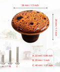 Top Notch Handpainted Ceramic Mushroom Knobs For Dresser Drawers And Kitchen Cabinets 15 Pack displayed with screw sizes.
