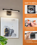 Hardwired Dimmable LED Picture Light For Paintings 16.53 Inch Wall Mount Portrait Lighting With Matte Black Metal Body 3000K 110V AC Easy Install No Plug Needed No Fuss over modern art.