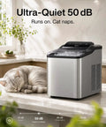 Top Rated Countertop Nugget Ice Maker With One Touch Deep Cleaning And Sleek Arctic Silver Trim, quiet operation near a sleeping cat.