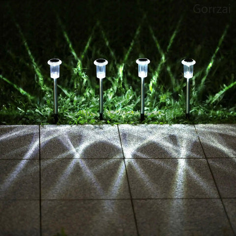 Solar Pathway Lights 10 Pack Outdoor Waterproof LED Stainless Steel Stakes For Garden Lawn Driveway Walkway Path 6000K Cold White