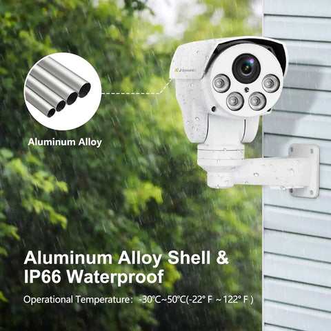 5MP POE Security Camera With Outdoor PTZ 2592x1944 HD 5X Optical Zoom Night Vision Motion Detection IP66 waterproof aluminum
