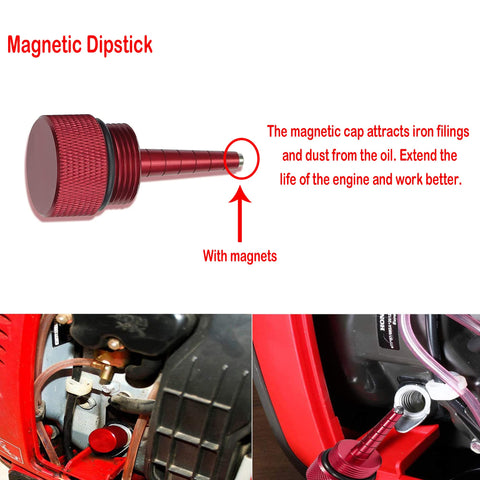 EU2200i Generator No Mess Oil Change Funnel And Magnetic Dipstick Kit showcasing magnetic dipstick in Honda generator