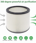 HEPA Cartridge Replacement Filter Compatible With 90304 90350 90333 Models Fits Most 5 Gallon Plus Wet Dry Vacuum Cleaners 1 Pack