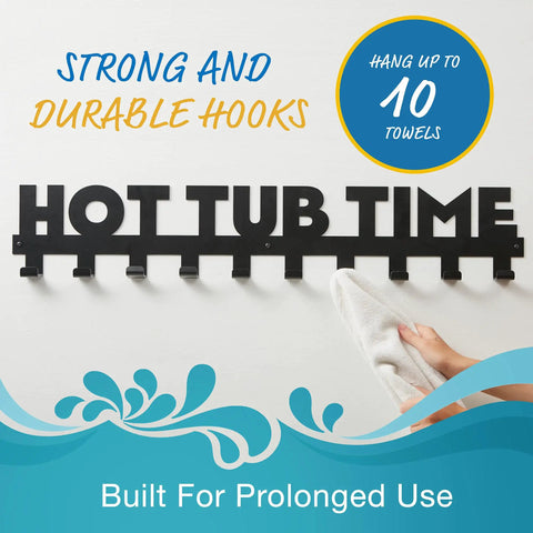 Rugged Outdoor Towel Rack For Hot Tub And Mudroom, Rustproof Aluminum Towel Hooks With Hardware Included, wall-mounted HOT TUB TIME design