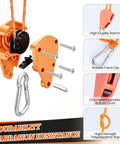 Three Pack Beach Shade Accessories Kit with nylon ropes, ratchet pulleys, and clips for wind stabilization and easy setup details.