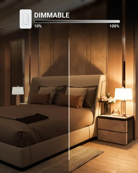 Bedroom with dimmable lighting using A15 LED Bulbs 10 Pack Replace 60W, Bright 800 Lumens, Dimmable Appliance And Ceiling Fan Bulbs.