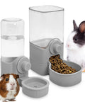 Rock Solid Rabbit Food And Water Dispenser Set With Large Capacity Gravity Feeder System Hanging Cage Mount with guinea pig and bunny.