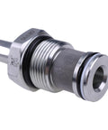Close-up of 2-Way Solenoid Valve SV16-20-0-N-00 SV16200N00 for Hydraulic Systems, showing metal threads and port opening