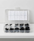 240 Piece E Clip Assortment Kit With Heat Treated External Retaining Clips For Axial Retention In Automotive Machinery Home And Industrial Projects Includes Multiple Sizes For Quick Replacement, black clips in storage case