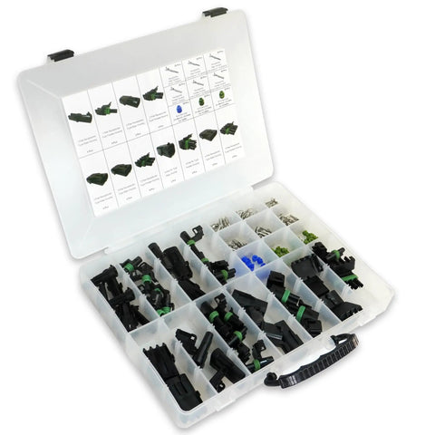 Ultimate Automotive Weather-Pack Connector Kit For 20 Amp Systems With Sealer Terminals And Housing For Male Female Quick Disconnect Splices