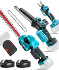 3-In-1 Cordless Garden Tool Kit With Dual 4000mAh Batteries For Chainsaw, Hedge Trimmer, And Pruner No Fuss Yard Work Power