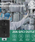 2 Pack 20 Amp Generator GFCI Outlet 125V Industrial Grade Heavy Duty Ground Fault Interrupter for Machinery and Portable Generators