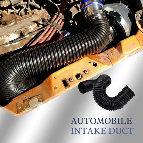 Universal 2.4 Inch Flexible Black Air Intake Hose Expands To 39 Inches With Rock Solid Anti Leak Build installed in a car engine.