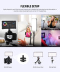 Portable Full Color RGB Video Light 8W With Adjustable 2700K to 7500K Temperature 17 Scene Options CRI 97 in flexible setup.