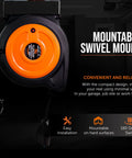 Cord Reel Extension 12AWG 50 Ft With Triple Tap Connector IP64 Waterproof Rated 15A 1875W mountable swivel design