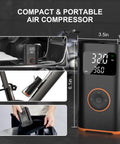Portable Tire Inflator Air Compressor 160 PSI with Memory Function and Tire Pressure Gauge shown with digital display