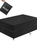 Heavy Duty 96 Inch Rectangular Outdoor Table Cover Waterproof With 600D Oxford Fabric UV Protected And Windproof Buckles over a patio table