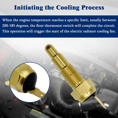 Ground Thermostat Switch For Auto Cooling Fans One Eighth Inch NPT 200F On 185F Off brass sensor for radiator fan control