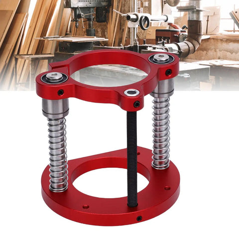 Router Table Lift Base With Easy Crank Up To 70mm Travel, Universal Fit For Small Routers, Aluminum Alloy And Stainless Steel 2 Jaw Clamp, Solid Lifting System For Precise Trimming And Above Table Height Adjustments, red router lift base