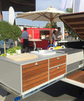 Tough As Nails Telescopic Drawer Slides With Lock Full Extension Heavy Duty Ball Bearing Drawer Runners Handles Up To 265 Pounds Super slick glide kitchen drawer setup outdoors.