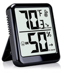 Indoor Room Thermometer And Hygrometer Real Time Temp And Humidity Monitor With Digital Display Accurate Readings From -58 To 158 F Easy Humidity Control Great For Home Office Nursery black tabletop unit showing 70°F and 50% RH