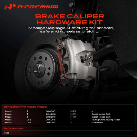 A-Premium Front Side Disc Brake Hardware Kit For Mazda 3 And Cx-3 Models To Keep Your Ride Sleek With Durable Clamps And Springs That Rock The Streets, front brake caliper kit