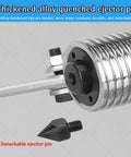 Close-up of thickened alloy quenched ejector pin with detachable tip, showcasing durable materials and precise design.
