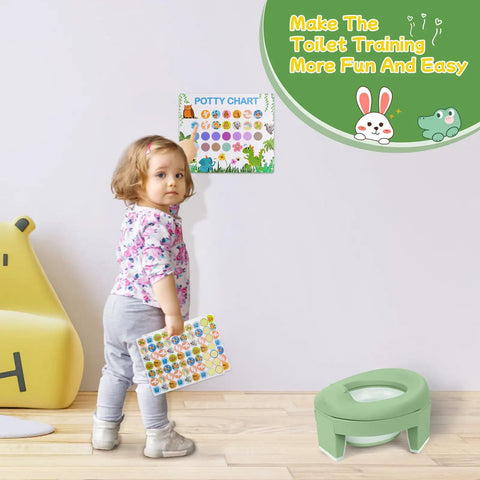 Effortless Foldable Toddler Potty Training Seat With Plush Comfort Pad And Nifty Carry Bag Super Grab And Go Portable Bathroom Chair For Indoor Outdoor Family Use Green