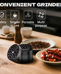 2.5 Inch Extra Large Kitchen Grinder In Obsidian Black For Home Cooks Who Grindin With Ergonomic Handle on kitchen counter