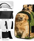 Grass Retriever Printed Backpack For Men And Women, unisex daypack with double zipper, shoulder straps, side pockets