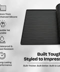 Set Of Two 25X25 Inch Washer And Dryer Top Protector Mats To Keep Your Laundry Space Straight Up Slick With Durable Nonslip Surface And Spacious Flat Shelf, showcasing dark gray silicone mat features.