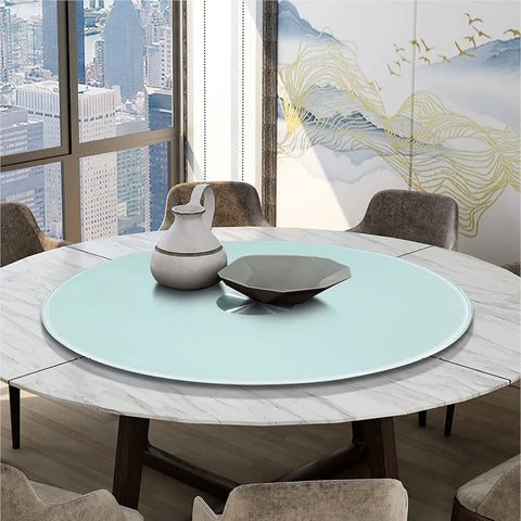 Tempered Glass Lazy Susan Turntable For Dining Tables, Heavy Duty Round Swivel Serving Tray, Large Transparent Plate, 38 Inch Diameter
