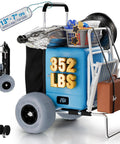 Beach Cart For Sand Foldable Aluminum Wagon With Balloon Wheels And 13 Inch Wide Tires, 352 Lbs Capacity, shown loaded with items.