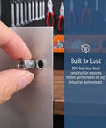 Inserting M6 stainless rivet nut into metal sheet, showcasing 50 Pieces M6 Stainless Steel Rivet Nut Knurled Threaded Insert Nuts Cylinder Close End For Automotive Industrial And Furniture Repair Projects High Strength Heavy Duty Quick Install For Thin Metal Sheet Assemblies.