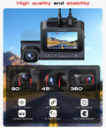 4K 3 Channel Dash Cam With Front Rear And In Cabin Coverage, Starvis 2 Sensor, WiFi 6, G Sensor, Loop Recording, Night Vision