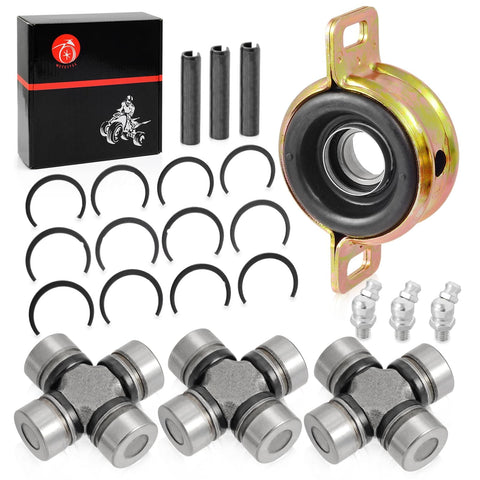 Front and Rear Propeller Shaft Bearing Carrier and Heavy Duty U Joint Kit for Ranger and RZR 570 900 1000 Series