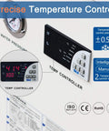 Heavy Duty Industrial Water Chiller With Five Thousand One Hundred Watt Cooling Capacity And Precise Temperature Management For Cnc Spindle And Co2 Laser Tubes To Keep Your Rig Chillin All Season Long control panel displaying temperature settings and pressure gauge.