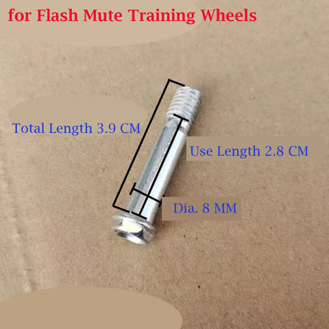Universal 8 Piece Kids Bicycle Training Wheels Mounting Kit With M8 M9 Shoulder Bolts Safety Washers Vertical Brackets And Locking Nuts, 3.9 CM long metallic bolt.