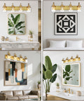 4 Light Vanity Light In Painted Gold Finish With Clear Glass Shades, Farmhouse Style Wall Lamp Fixture For Indoor Use