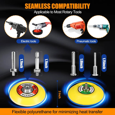 Dope 136 Pieces 3 Inch Sanding Disc Polishing Kit for wet or dry use with attachments for electric and pneumatic tools.