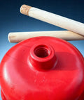 Rock Solid Heavy Duty Rubber Cup Toilet Plunger With Reinforced Wooden Handle showing red rubber cup and wooden handles.